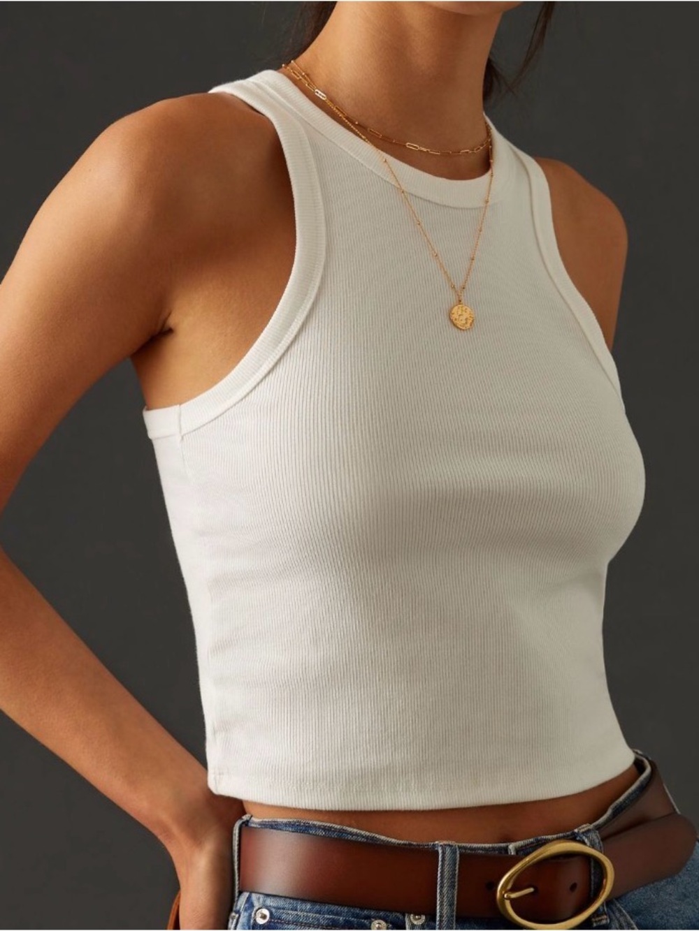 Anthropologie Maeve Ribbed Tank Tops in both white and lilac colors